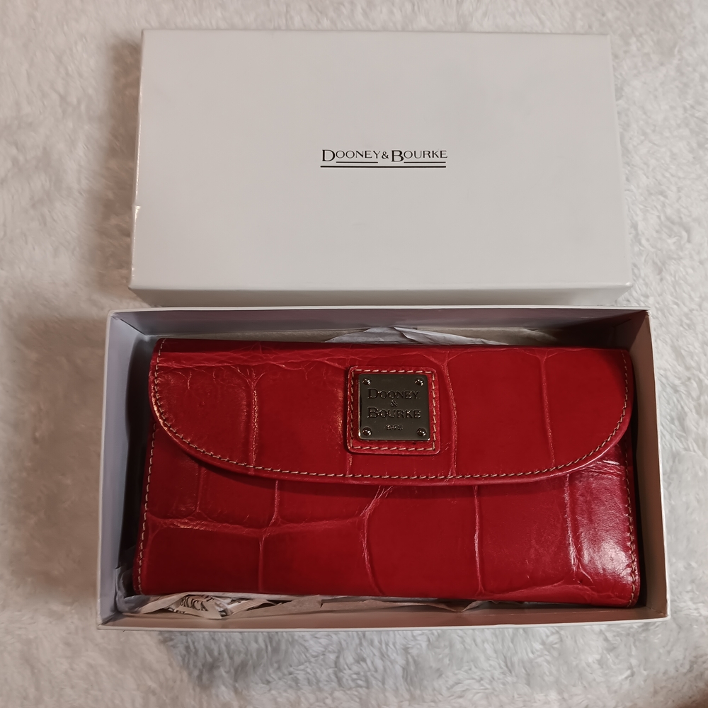 Dooney & Bourke Red Croc Embossed Wallet